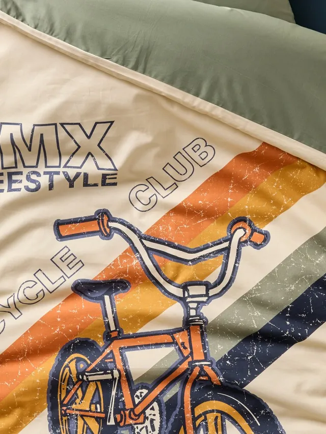 vertbaudet Bedset dekbedovertrek en kussensloop kind BMX Zand