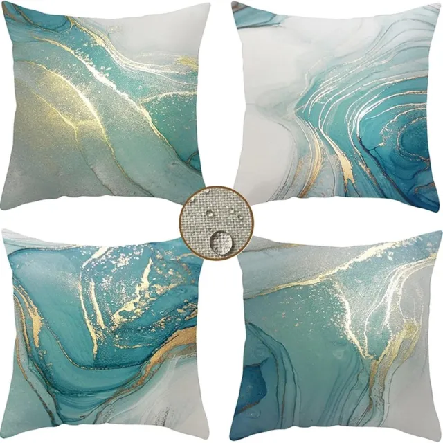 KZQ Set van 4 Waterdichte Tuinkussenhoezen 45x45 cm in Scandinavische Stijl met Groene Dubbelzijdige Print en Onzichtbare Rits voor Bank Terras en Buiten Decoratie Veelkleurig