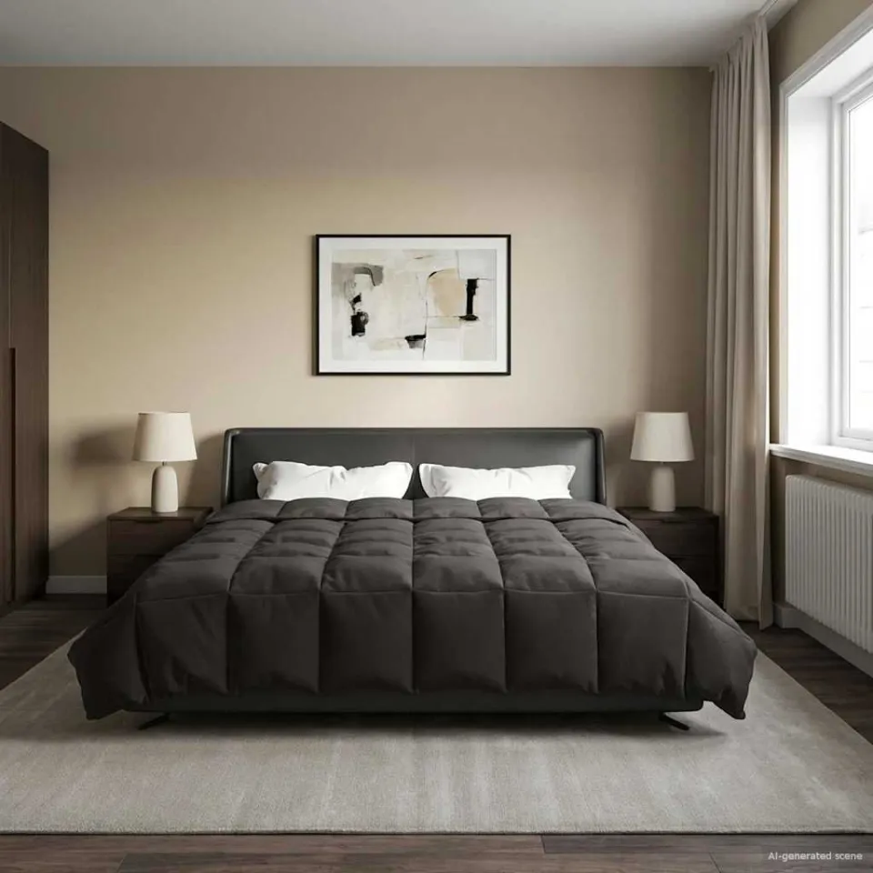 vidaXL Zomer Dekbed 200 x 200 cm Zomer Microfiber (100% polyester) anthraciet, foto 4