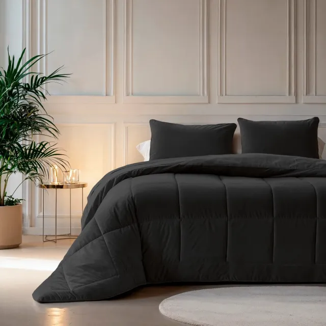 Valking 2 in 1 Velvet Dekbed zonder Overtrek Dekbed - 140 x 200 - Zwart