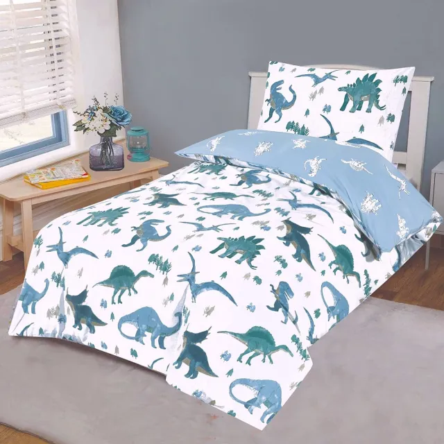 Cotton Touch Blue Dino Blauw