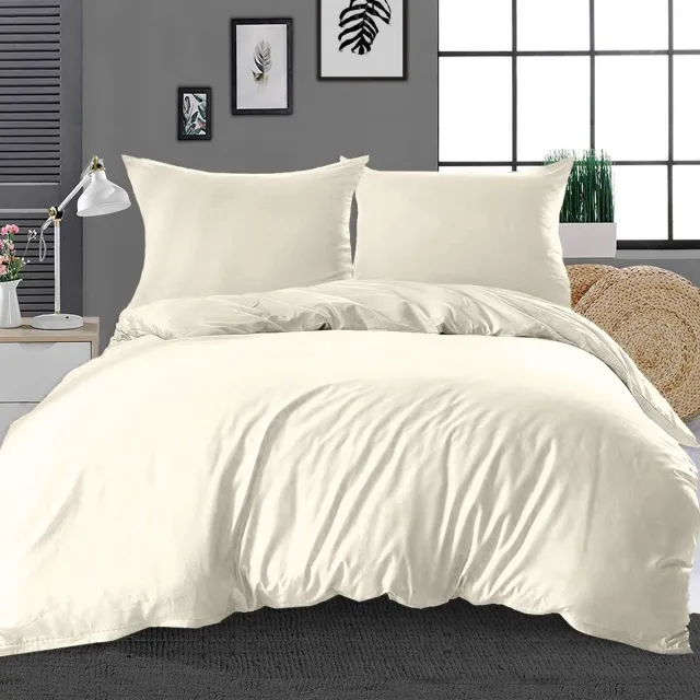 Famanu Luxe Dekbedovertrek 200x220 cm + 60x70 cm, 100% katoen satijn, 400 draaddichtheid, dubbel instopstrook – Nieuw Nieuw ivoor