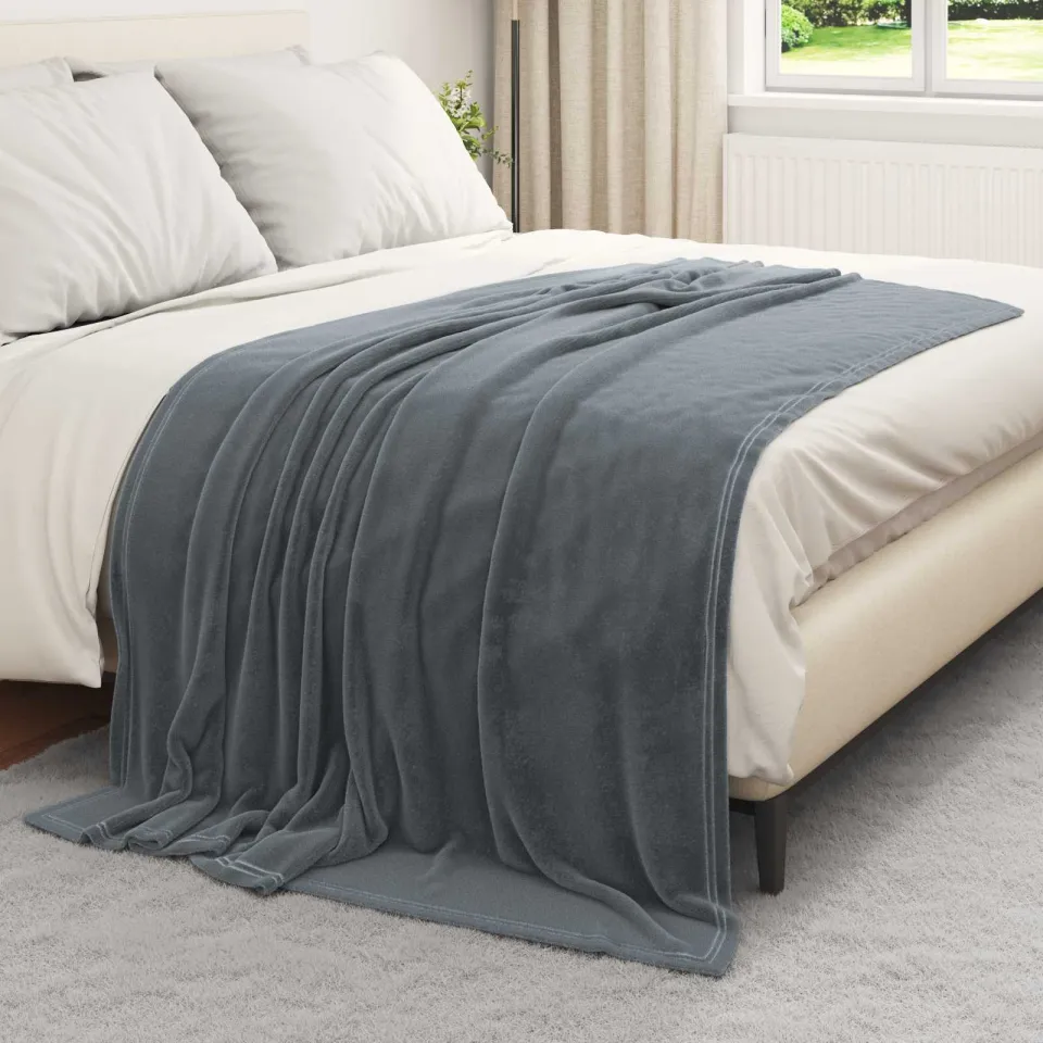 vidaXL plaid Donkergrijs 200 x 150 cm 0,78 kg Fleece, foto 3