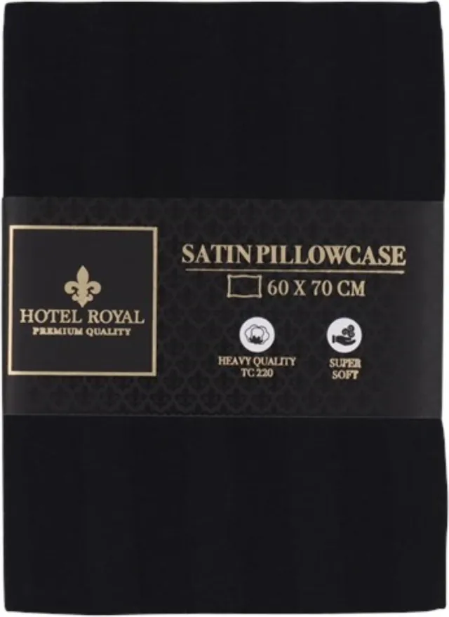 Hotel Royal Satijnen Kussensloop - 60 x 70cm - Hotel Royal - Hotel Kussensloop - Luxe Kussensloop - Zwart