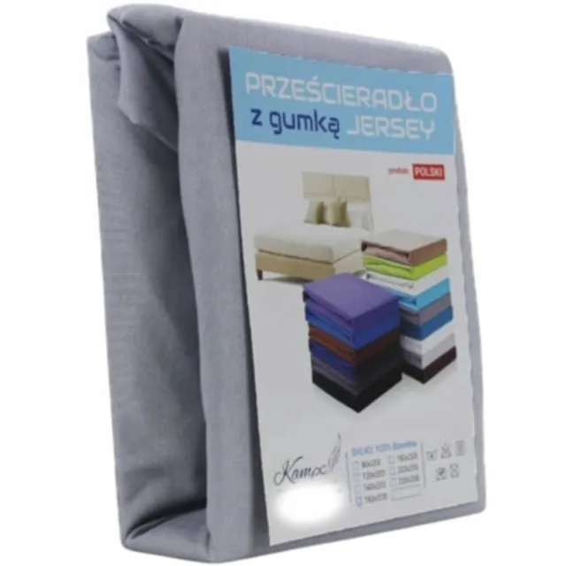 Kam-Pol Jersey Hoeslaken VIP Katoen 180x200cm Lichtgrijs - 30cm Rand