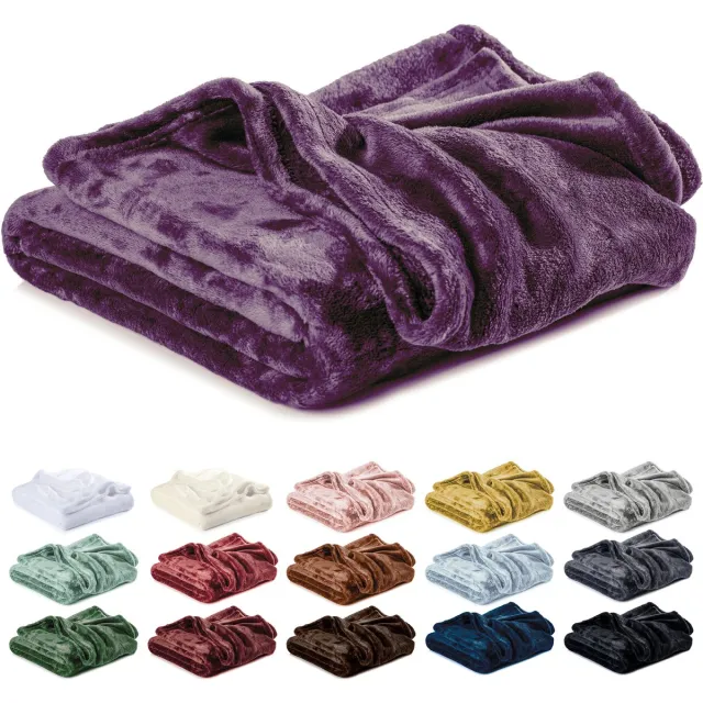 lavea Fleece Deken 220x240 cm – 2-persoons, Zacht – Warme Woondeken van Pluizige Microvezel voor Bank en Bed, Ademend en Wasbaar – Paars