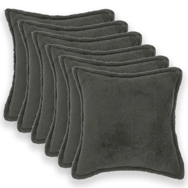 vidaXL Kussensloop 6 st HOUTEN Donkergrijs 50 x 50 cm Bouclé