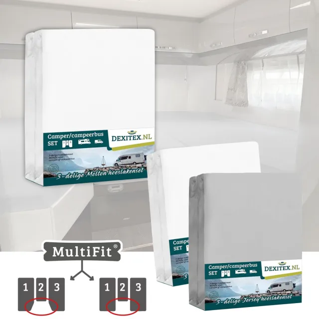 dexitex 1 x molton 1 x hoeslaken WIT + 1 x hoeslaken LICHT GRIJS/ 3 delige set-Geschikt voor Camper lengtebedden of enkele bedden 1x molton 1 x Wit/ 1 x Lichtgrijs