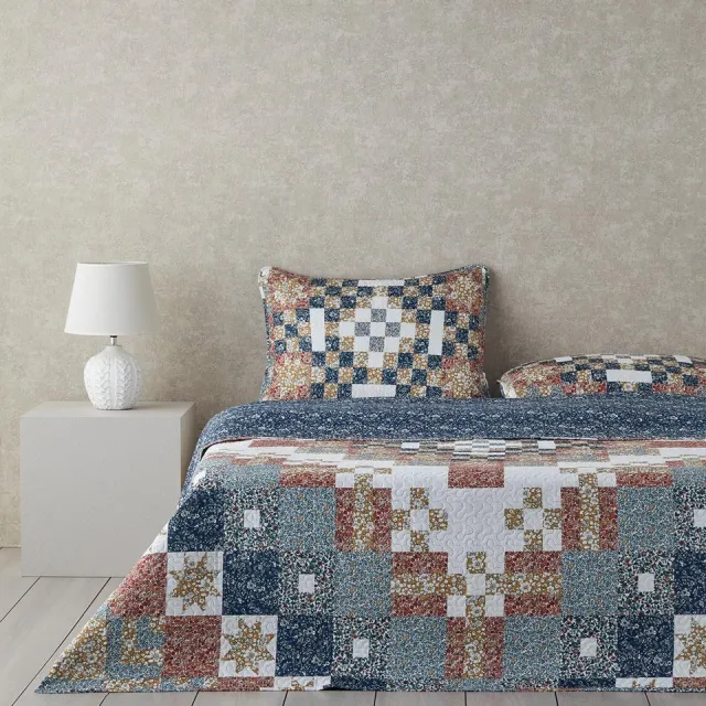 English Home dekbed zonder overtrek - Retro Tribute - Incl. 1 Kussensloop - Bedsprei -Multi Cover Purpose -Double sided - Bedrukt dekbed - Bedsprei - Zomerdeken - Wasbaar - 160x220 cm - Kleurrijk