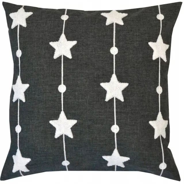 Jedeka Kerstkussenhoes 40x40cm - Wintersterren - Donkergrijs