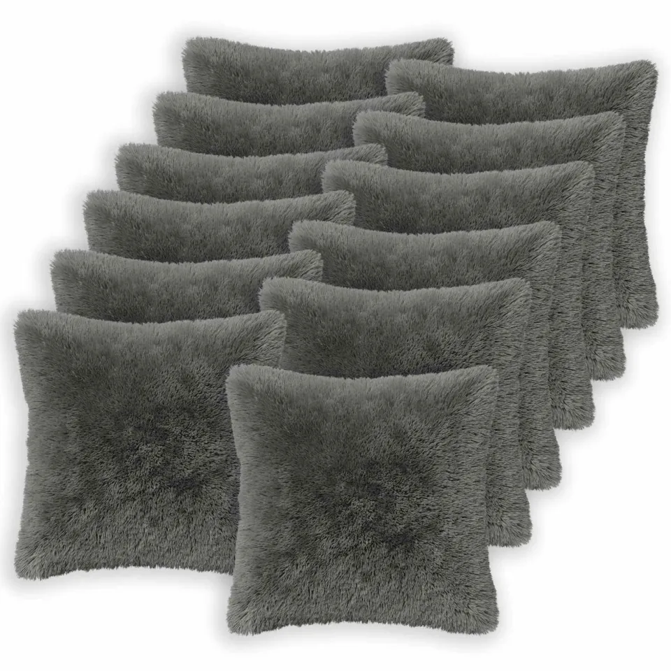 vidaXL Kussensloop 12 st HEERLEN Lichtgrijs 45 x 45 cm PV Fleece, foto 3