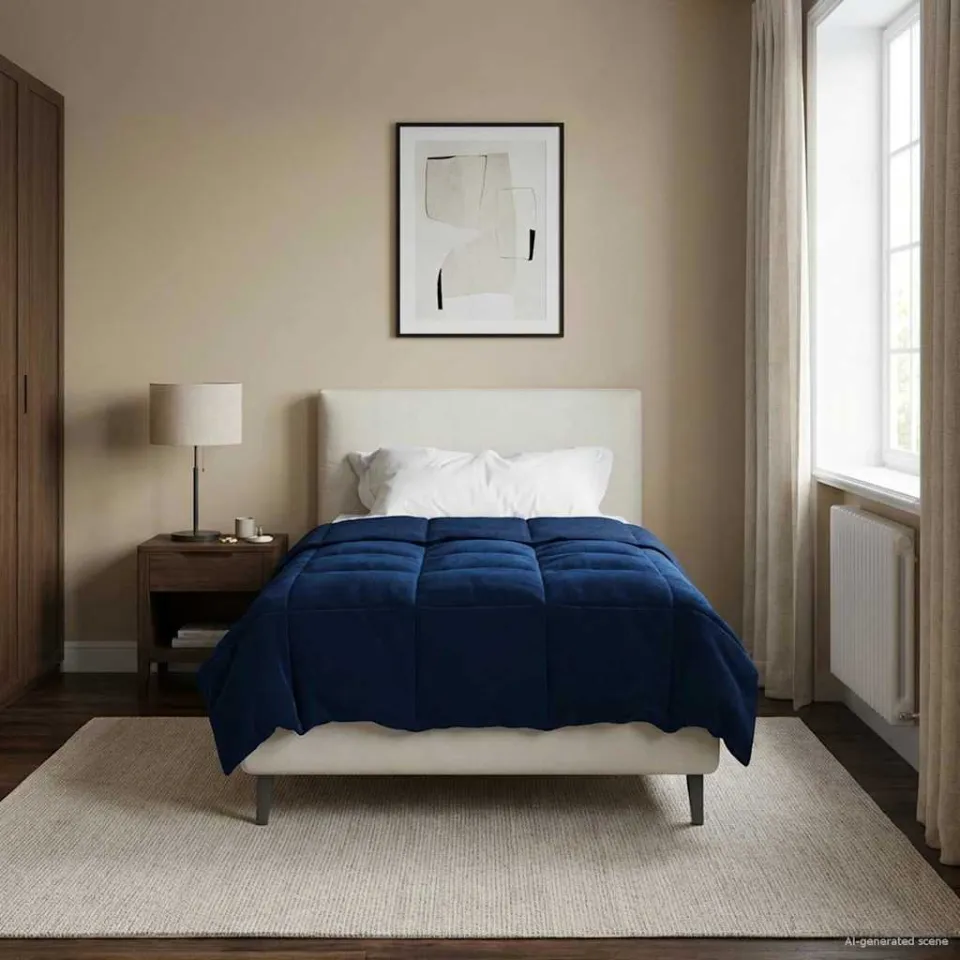vidaXL Vol jaar dekbed 140 x 220 cm Microfiber (100% polyester) blauw, foto 4
