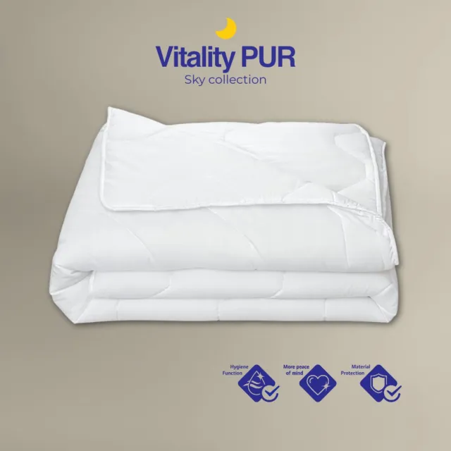 Vitality Pur Sky All Year Dekbed – 140x220 – Eenpersoons – Enkeldekbed Voor Alle Seizoenen – Sanitized Hygiënisch & Ademend Dekbed – Anti Allergie – Warmteklasse 3 – Zomer & Winterdekbed Wit