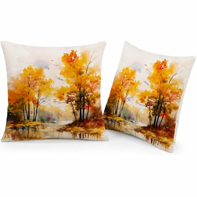VHV Herfstkussenslopen 45*45 cm - 2Stuck Kussensloop -Sierkussen Hoezen - Kussenslopen met rits - Voor bank, bed, sofa, stoel, Herfstdecoratie - Geen Kussenkern Wit