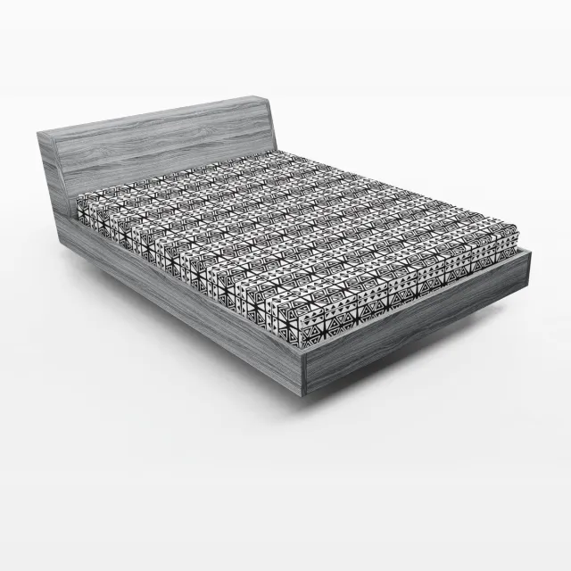 ABAKUHAUS Azteeks hoeslaken, monochrome geometrische vormen, zacht stoffen beddengoed linnen allround elastiek, 140 x 200 cm, antracietgrijs wit Anthracite Grijs Wit