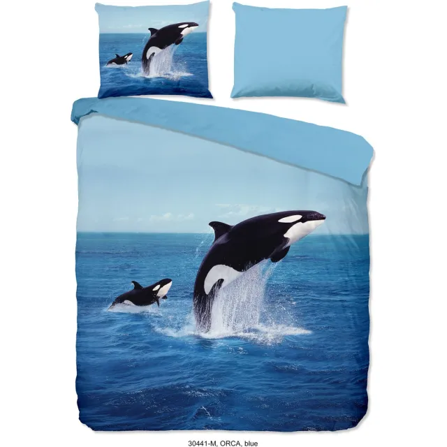 Pure dekbedovertrek orca in de zee - Blauw - Microvezel Blue