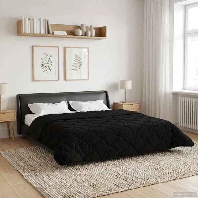vidaXL Zomer Dekbed 200 x 240 cm Zomer Zwart Ademend