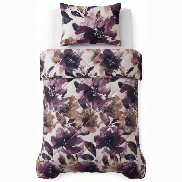 Sleeptime Lena 2 in 1 Wasbaar Dekbed zonder Overtrek - Eenpersoons 140x220 cm - Inclusief 1 Kussensloop 60x70 cm - 100% Katoen - Paars Lena Paars