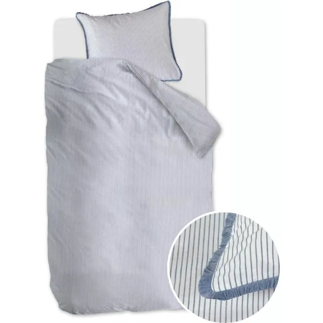 At Home by BeddingHouse Minimalist dekbedovertrek - Eenpersoons - 140x200/220 - Blauw