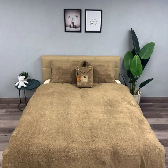 Beau Maison Teddy - Cozy - Fleece dekbedovertrek Taupe 200x200/220 cm