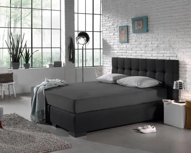 Welterusten Extra Jersey Hoeslaken – 160/180x200/220 – donker grijs - hoek 40cm
