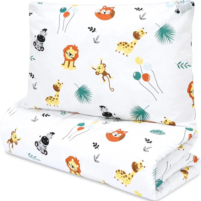 JGS ® Droomzacht Kinderbedje Set van Handgemaakte Dekbedden en Kussens - 100 x 135 cm safari