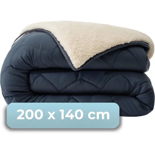 HUSH. Living HUSH Living - Wasbaar Dekbed - Tweekleurig Design - 140x200cm – 300 Gsm - Incl Bijpassende Kussenslopen - Navy/Teddy