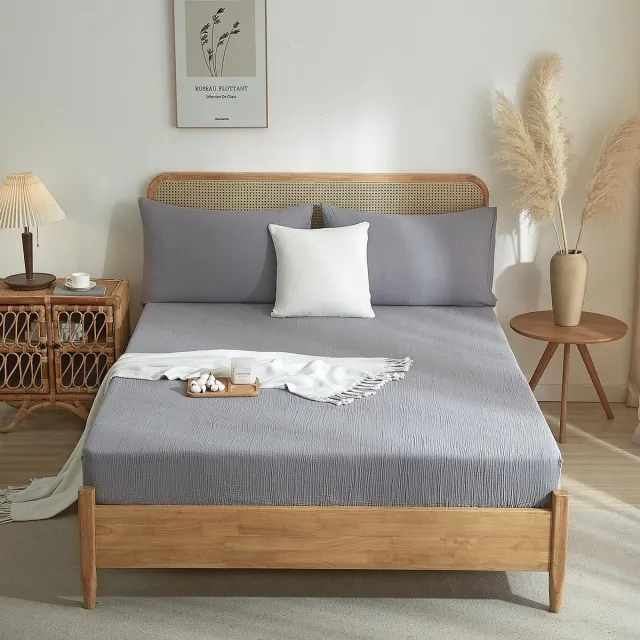 Ibenzoa Ademend Hoeslaken van Muslin-katoen voor Boxspringbedden met Hoge Matrassen, 160 x 200 cm, Grijs