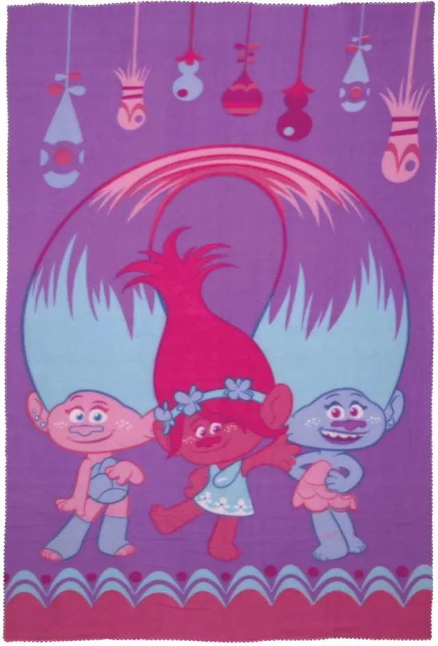 Trolls Fleece deken - Paars - Trollen - Plaid - 150 x 100 cm.