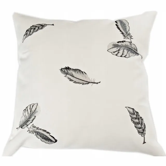DeHome Decoratieve Kussensloop 40x40 cm - Veren Design Wit