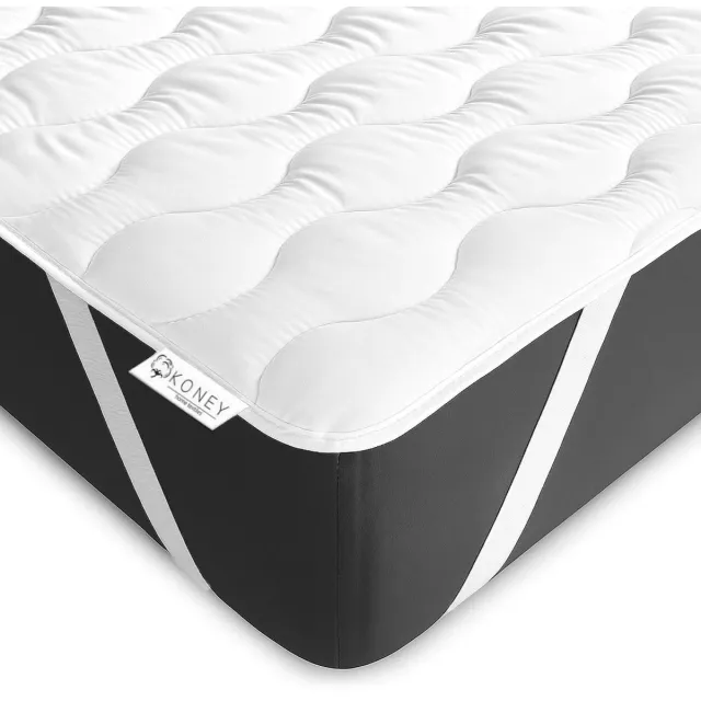 Koney Matrasoplegger 200 x 200 cm - HCS-vulling 300 g/m² - hoekelastieken Wit