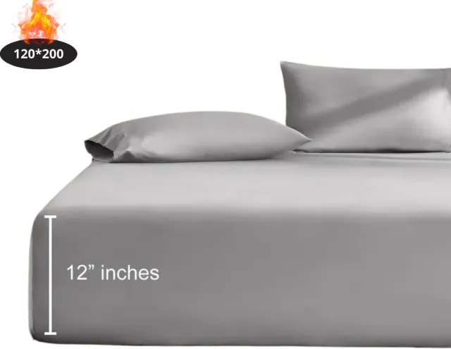 Livano Hoeslaken Set - Inclusief Kussensloop - 3 Delige Set - Beddengoed - Fitted Sheet - Pillow Case - Bed - Lichtgrijs 120 x 200