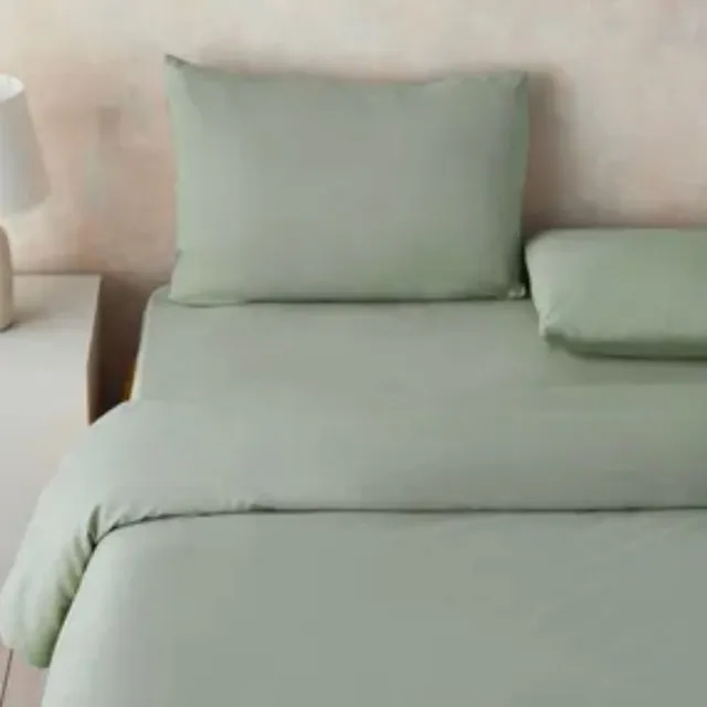 Lubna Home Dekbedovertrekset 240x220/200cm LITS-JUMEAUX KATOENSATIJN 83 DRAAD 2XKUSSENSLOOP 60X70 CM GROEN