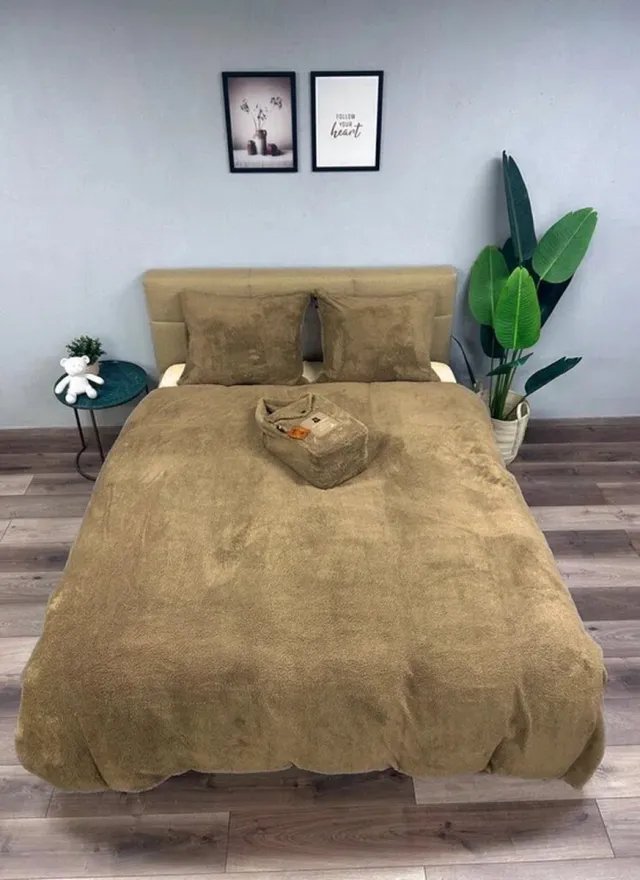 Beau Maison Teddy - Cozy - Fleece dekbedovertrek Taupe 140x200/220 cm