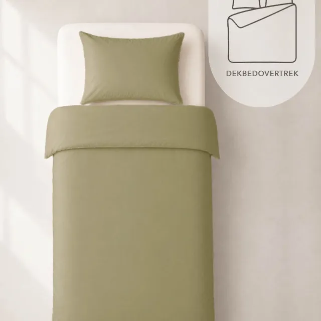 HOOMstyle Dekbedovertrek met kussenslopen - luxe micro Percale - dekbedovertrek - Olijfgroen, foto 2