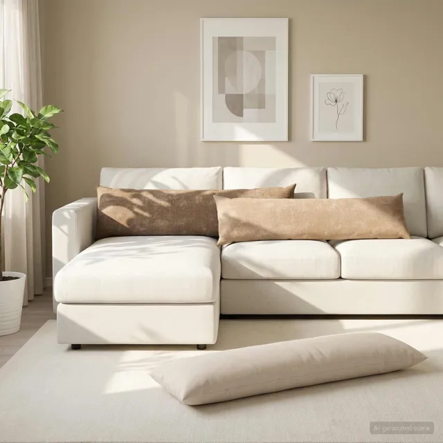 vidaXL Kussensloop 2 st HEERLEN Crèmekleurig 40 x 145 cm Chenille Stof, foto 2