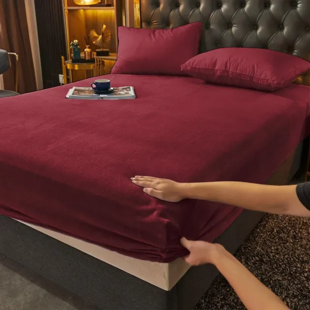 Ibenzoa Warm flanellen hoeslaken met elastische rand voor wintercomfort Bordeaux