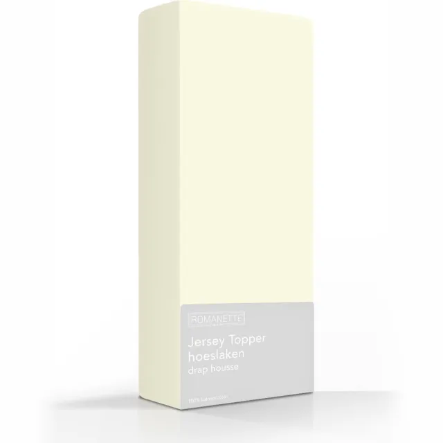 Romanette Topper Hoeslaken - Maat: 80/100 x 200/220 - Jersey - Creme - Romanette - Maat: 80/100 x 200/220 Ivoor
