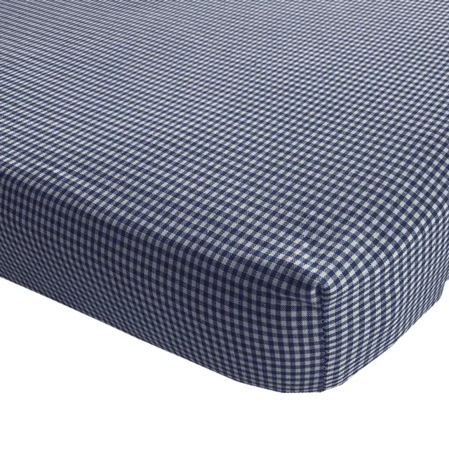 BINK Bedding Hoeslaken 90 x 200 BB ruit 2 mm marine - boerenbont blauw Marine wit