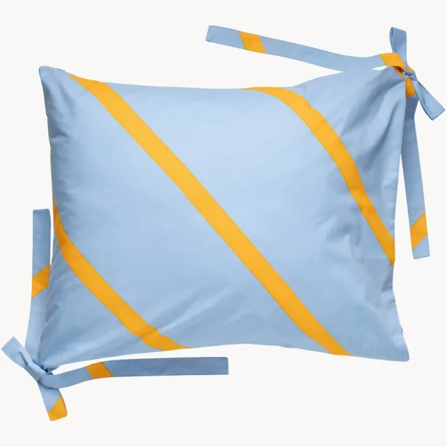Marimekko Kussenhoes Basso van biokatoen Blauw, Geel