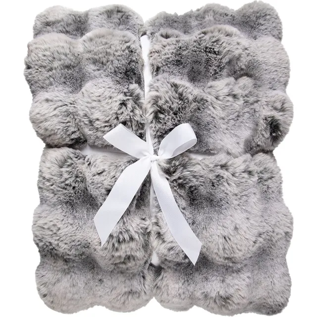 Mars & More plaid teddy bobbel grijs 130x170cm Bruin