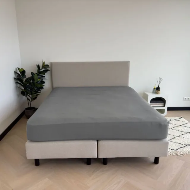 kayori Emma Topper Hoeslaken Katoensatijn - 180x200cm - Denim