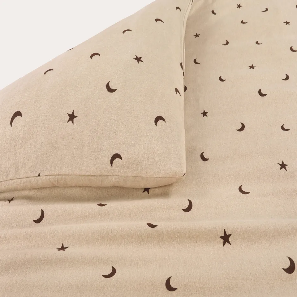 NOUS Kids Moon & Stars flanellen dekbedovertrek beige, foto 7