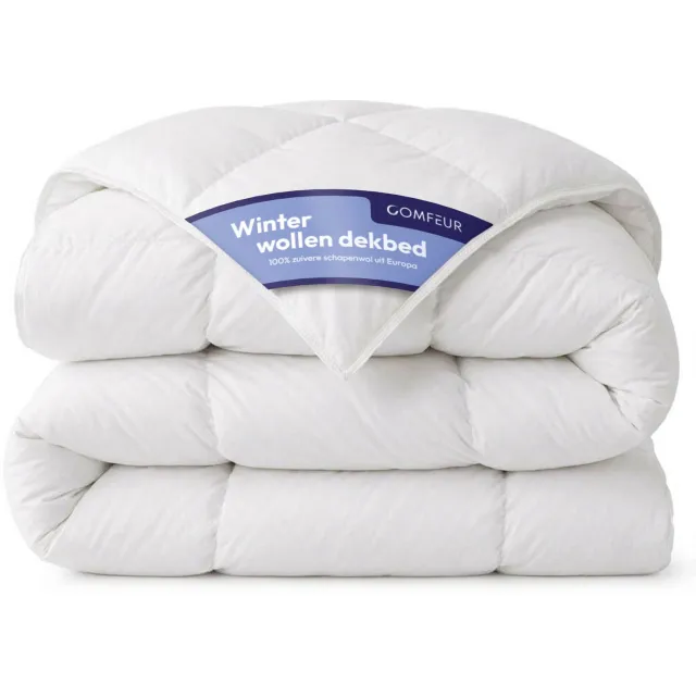 Comfeur Winterdekbed - Winter Wollen Dekbed – Warm Dekbed – Ademend & Vochtregulerend – Europese Scheerwol - Katoenen Tijk - Eenpersoons 200x200 cm Wit
