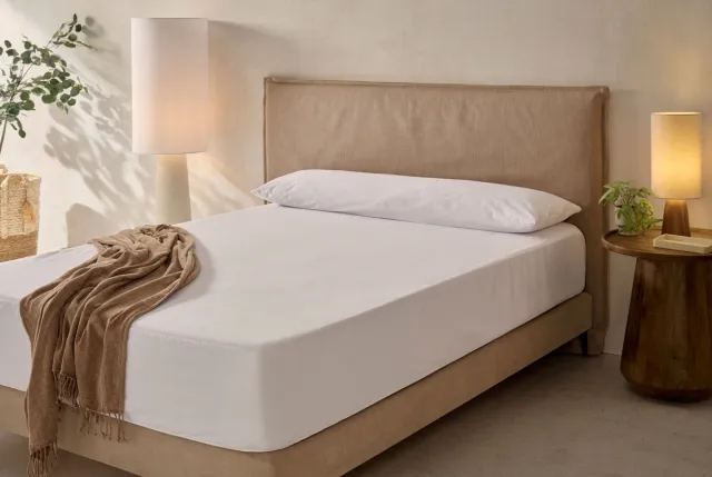 Matris Luxury Matrasbeschermer Set 135x190 - Waterdicht Hoeslaken En Kussenhoes - 100% Katoen - Ademend En Anti-allergisch Blanco