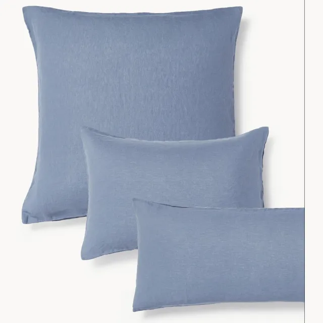 Westwing Collection Gewassen linnen kussenhoes Airy Blauw