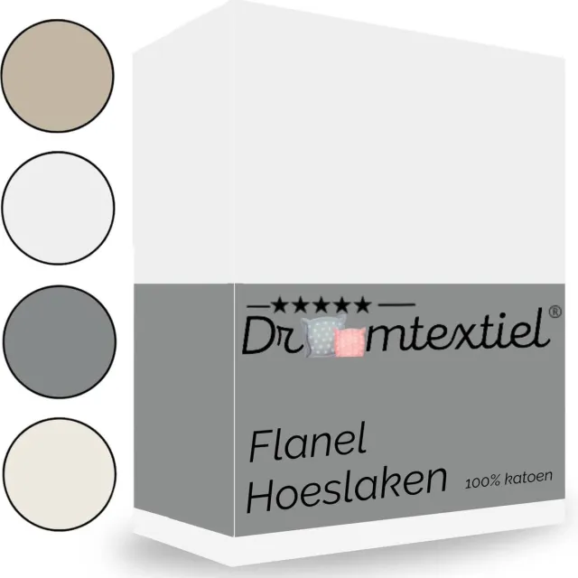 Droomtextiel Hoeslaken Flanel Wit - 200x200 cm - Superzacht - 100% katoen