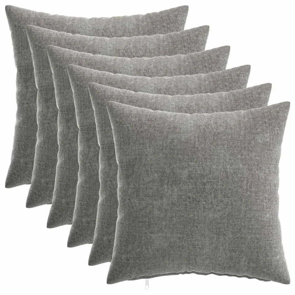 vidaXL Kussensloop 6 st HEERLEN Donkergrijs 30 x 30 cm Chenille Stof