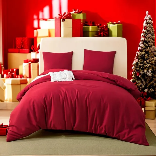 Ibenzoa Luxueuze Microvezel Dekbedovertrekset voor Comfort en Stijl in de Slaapkamer rood