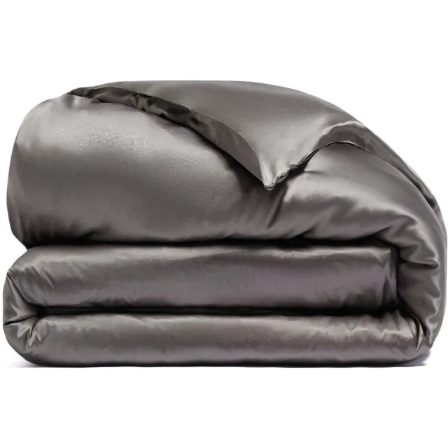 Dore & Rose Dekbedovertrek (200 x 220) - 100% Premium Ademend Zijde - Houtskoolgrijs